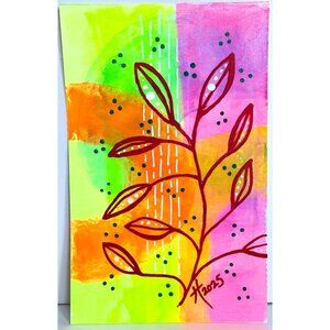 Rain Over Venus Original Acrylic Painting 8x10in Mat Frame Ready Squeegee Art